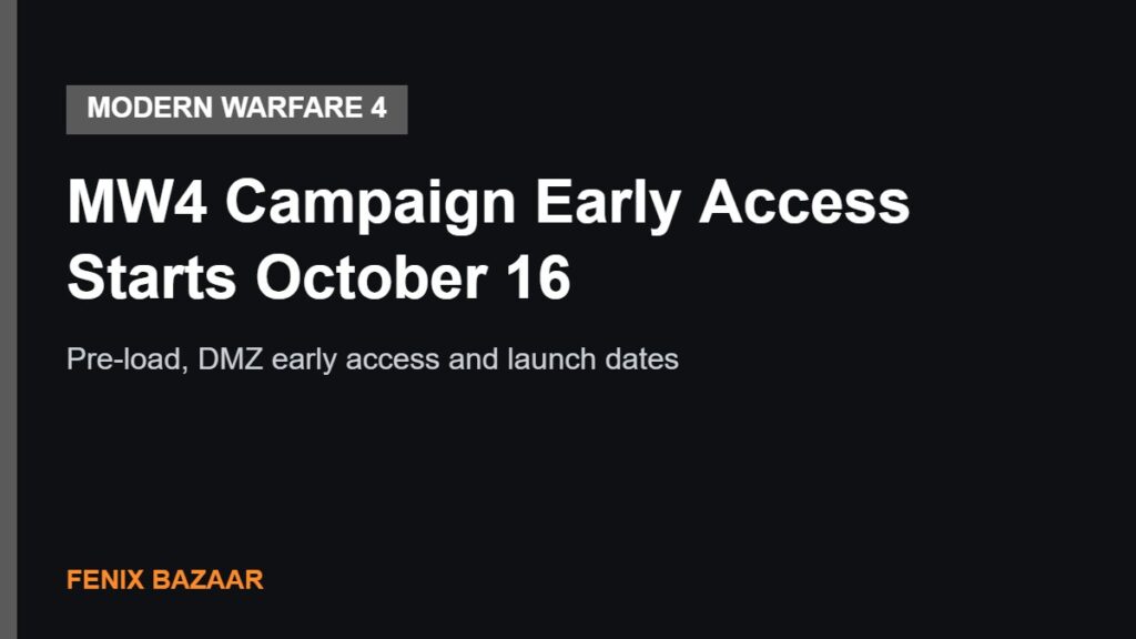 MW4 Campaign Early Access Starts October 16