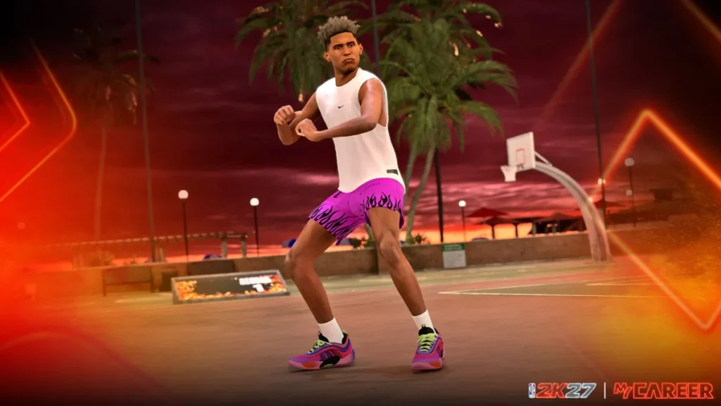 A MyPLAYER on an outdoor court in NBA 2K27 Season 2